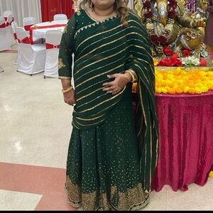 Green lengha plus size 48
